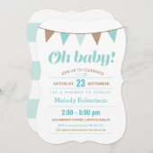 Blauwe baby shower kaart (Voorkant / Achterkant)