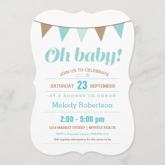 Blauwe baby shower kaart