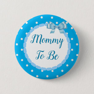 Blauwe Baby shower moeder om te worden Ronde Button 5,7 Cm