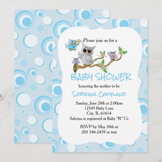 Blauwe Baby | Shower Theme Kaart (Voorkant / Achterkant)