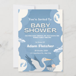 Blauwe baby shower uitnodiging voor jongens