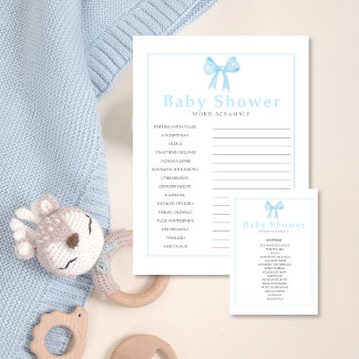 Blauwe Baby Shower Woordzoekopgave Antwoordblad-Af Briefhoofd