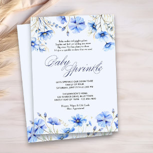 Blauwe Baby Strooipoëzie Bloemige Baby Shower Kaart