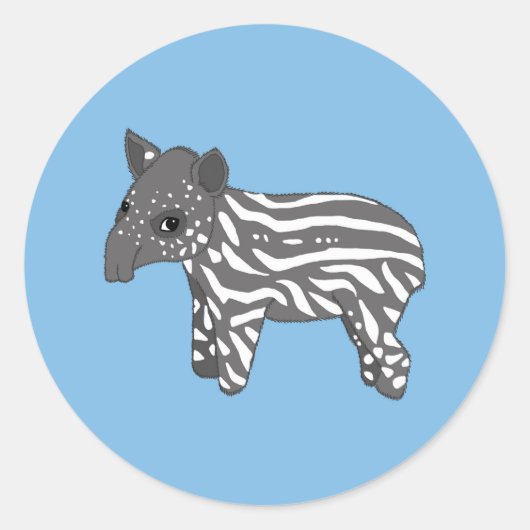 blauwe baby tapir ronde sticker (Voorkant)