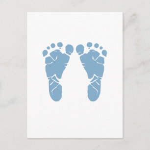 Blauwe baby voetafdrukken briefkaart
