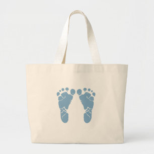 Blauwe baby voetafdrukken grote tote bag
