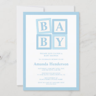 Blauwe Babyblokken Jongens Baby Shower Kaart