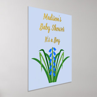 Blauwe Babyboemetjes Lente Baby Shower Folie Afdrukken