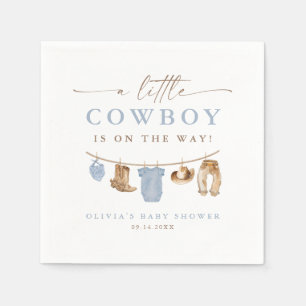 Blauwe babykleertjeslijn Kleine Cowboy baby shower Servet