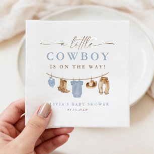 Blauwe babykleertjeslijn Kleine Cowboy baby shower Servet