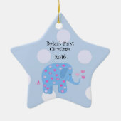 Blauwe baby's eerste kerstmis keramisch ornament (Voorkant)