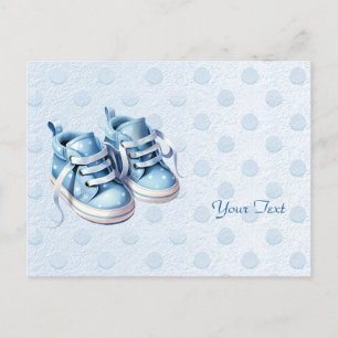 Blauwe babyschoenen ansichtkaart briefkaart