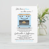 Blauwe balk in het Oven-Baby shower Kaart (Staand voorkant)