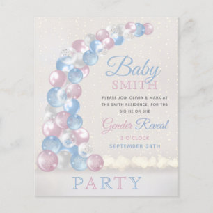 Blauwe Ballon Arch Baby Gender Live Uitnodiging