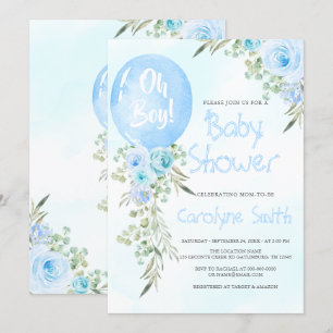Blauwe ballon Baby shower Kaart