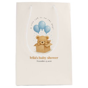 Blauwe Ballon Beer Waterverf Baby Shower Medium Cadeauzakje