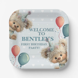 Blauwe Ballon Egels Feest Papieren Bordje