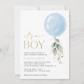 Blauwe ballon, Eucalyptus, Griekenland, Baby showe Kaart (Voorkant)