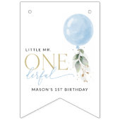 Blauwe ballon, eucalyptus, groen, eerste verjaarda vlaggetjes (Eerste vlag)