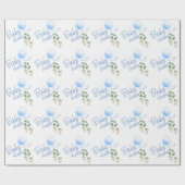 Blauwe ballon Eucalyptus Jongen Baby Shower Cadeaupapier (Vlak)