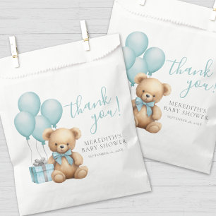 Blauwe ballon teddybeer babyshower bedankzakje