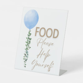 Blauwe Ballon Waterverf Jongen Baby shower Pedesta Reclamebord Met Voetstuk