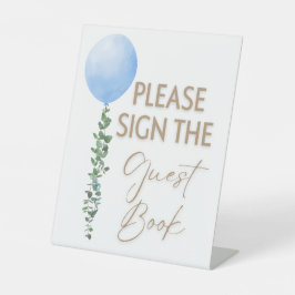 Blauwe Ballon Waterverf Jongen Baby shower Pedesta Reclamebord Met Voetstuk