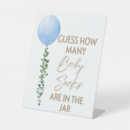 Blauwe Ballon Waterverf Jongen Baby shower Pedesta Reclamebord Met Voetstuk