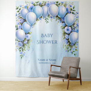 Blauwe ballonnen achtergrond wandkleed