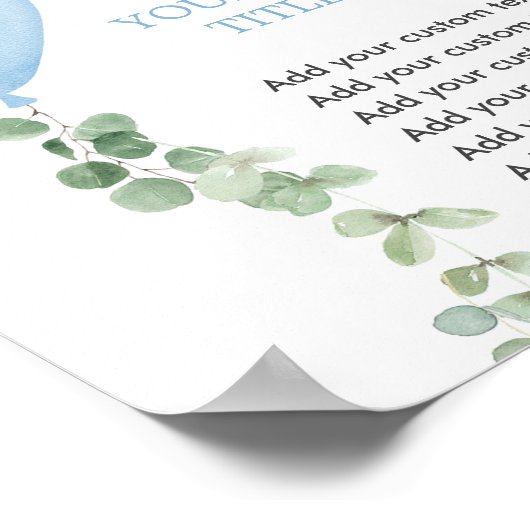 Blauwe ballonnen groen aangepaste teken maken uw e poster (Hoek)