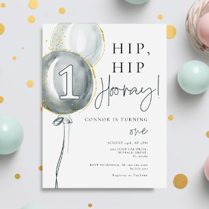 Blauwe ballonnen jongen eerste verjaardag kaart