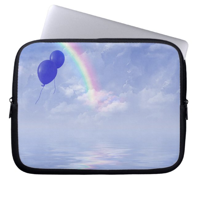 Blauwe ballonnen laptop sleeve (Voorkant)