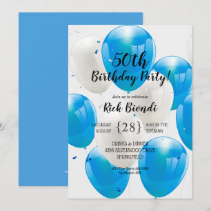 Blauwe ballonnen van Birthday Party Kaart
