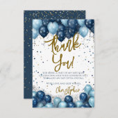 Blauwe ballonnen Verjaardag Bedankkaart (Voorkant / Achterkant)