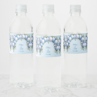 Blauwe ballonnen Waterfles Label Etiket