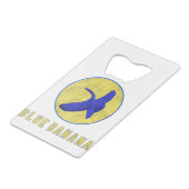 blauwe banaan kredietkaart flessenopener (Voorkant Gekanteld)