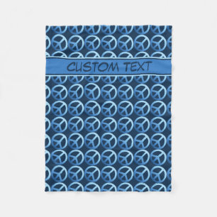 Blauwe banket voor vredes met aangepaste tekst fleece deken