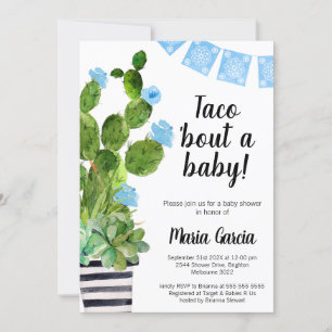 Blauwe banner Cactus Taco over een Baby-Baby showe Kaart