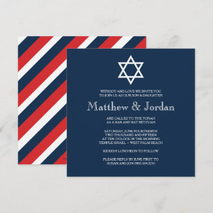 Blauwe Bar Mitzvah Party Kaart