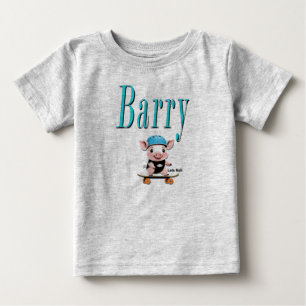 Blauwe Barry Naam En Biggetje Skateboarden,