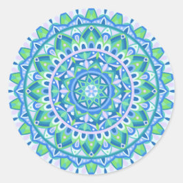 Blauwe basis Mandala Ronde Sticker