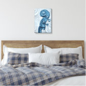 Blauwe bass Scroll Canvas afdrukken (Insitu (Slaapkamer))
