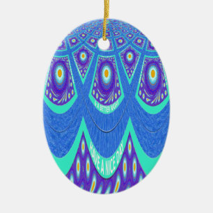 Blauwe batik keramisch ornament
