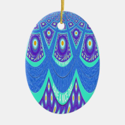 Blauwe batik keramisch ornament (Voorkant)
