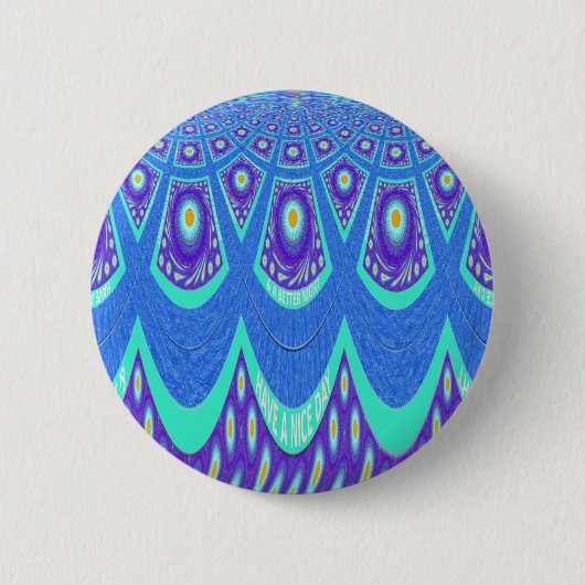 Blauwe batik ronde button 5,7 cm (Voorkant)