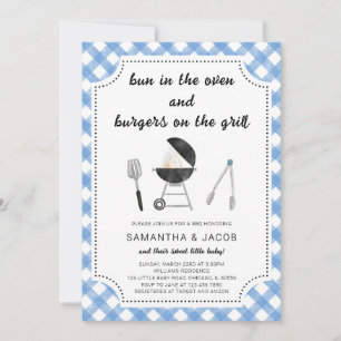 Blauwe BBQ Baby Shower Kaart