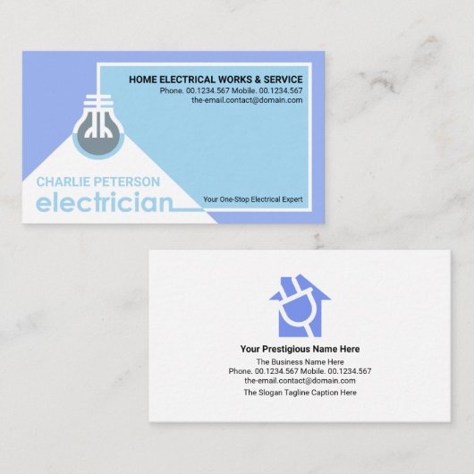 Blauwe bedradingscircuit Lijst Electrical Contract Visitekaartje (Voorkant / Achterkant)