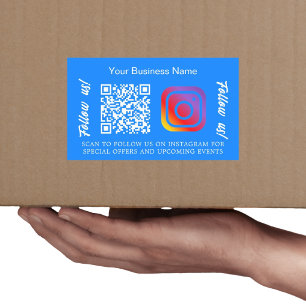 Blauwe bedrijfsnaam en code Instagram Rechthoekige Sticker