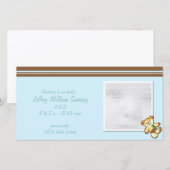 Blauwe Beer Baby Aankondiging Fotokaarten (Voorkant / Achterkant)