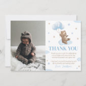 Blauwe Beer ballon Birthday Foto bedankt (Voorkant)